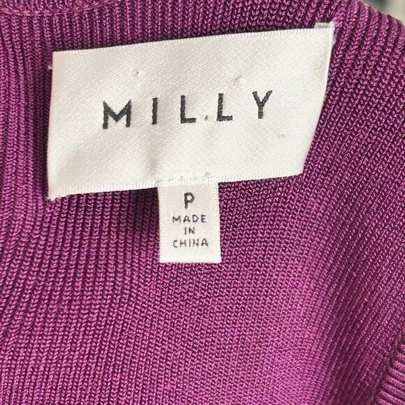 MILLY Plum Fit and Flare Stretch Dress P (XS) - Picture 5 of 11
